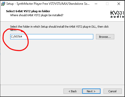 Install VST Plugin from EXE - Choose Folder
