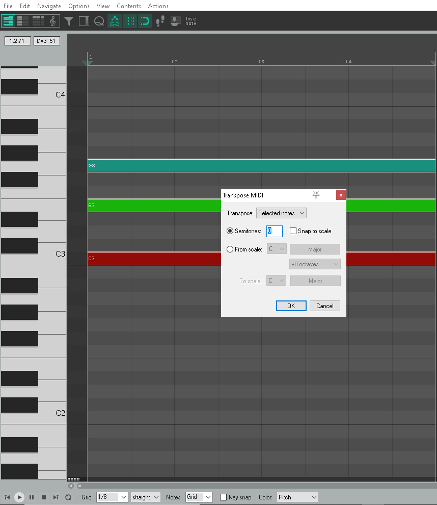 Reaper - Transpose - Octave
