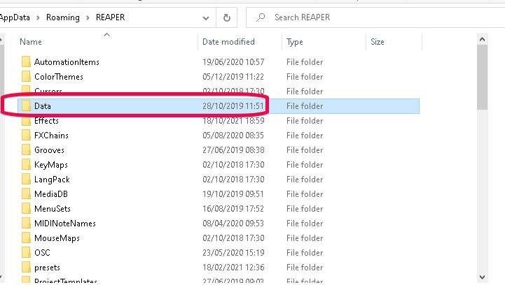 Reaper Resource Folder Data