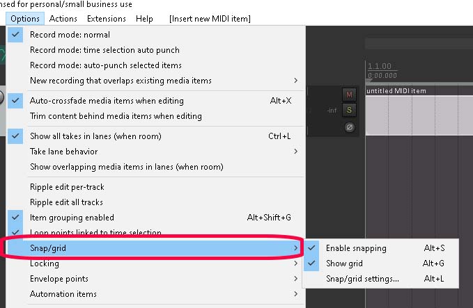 Snap to Grid Settings and Snap Bypass - Reaper Tutorial - Untidy Music