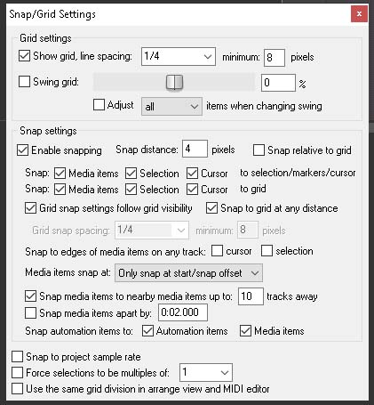 Snap to Grid Settings and Snap Bypass - Reaper Tutorial - Untidy Music