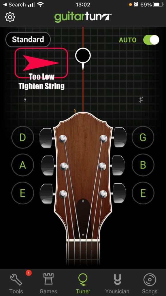 How to Use a Guitar Tuner Guitar Tuna Free App Untidy Music