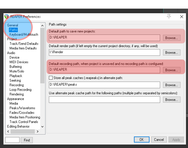 Organizing Reaper Project Folders Change Default Paths